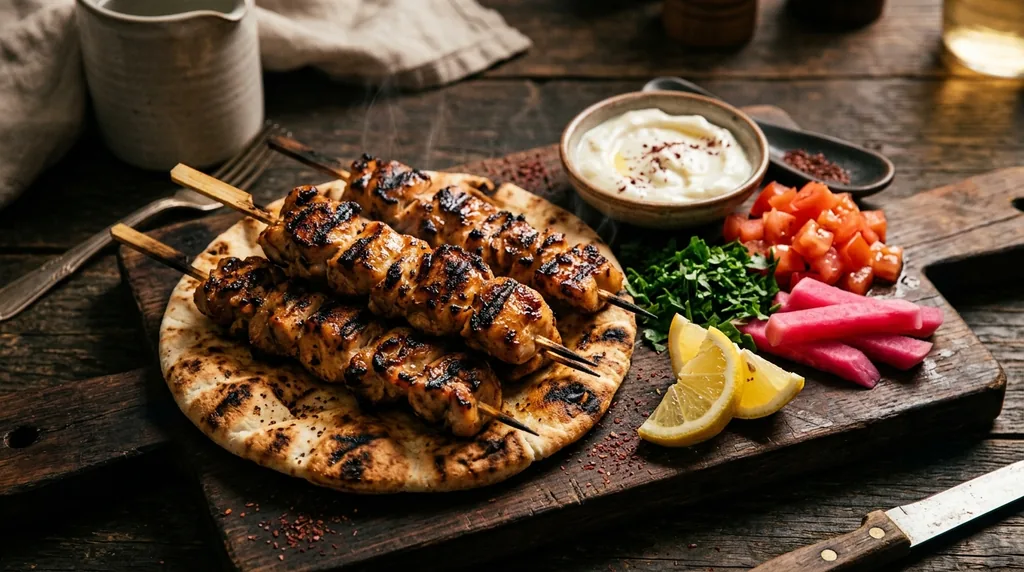 Chargrilled Halal Chicken Skewers with Toum